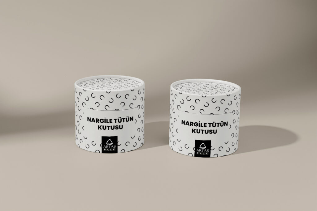 boîte à tabac cylindrique en carton pour narguilé